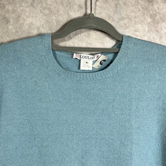 LouLou‎ Sweater Womens Medium Blue Wool Angora Cashmere Blend Knit Pullover NEW - Picture 2 of 8